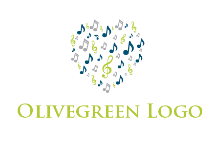 heart shaped music notes logo icon