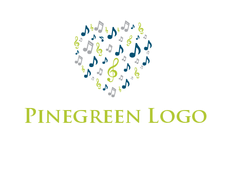 heart shaped music notes logo icon
