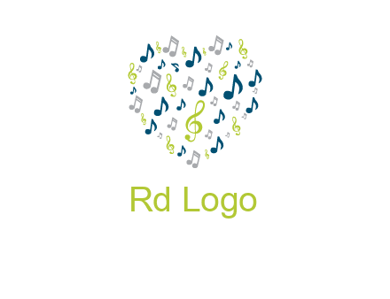 heart shaped music notes logo icon