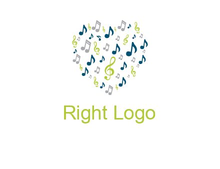 heart shaped music notes logo icon