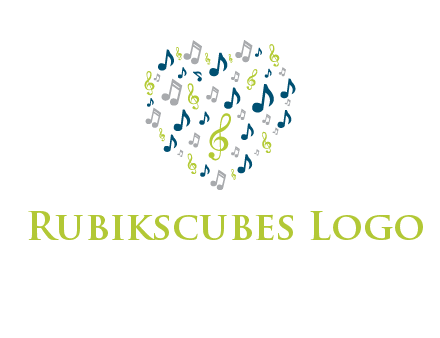 heart shaped music notes logo icon