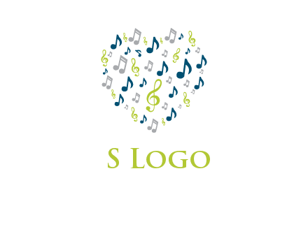 heart shaped music notes logo icon
