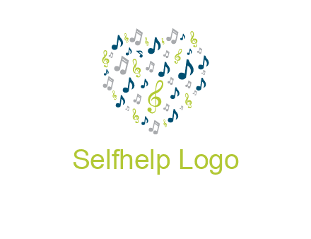 heart shaped music notes logo icon