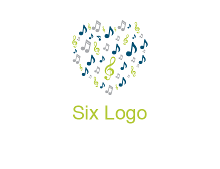 heart shaped music notes logo icon