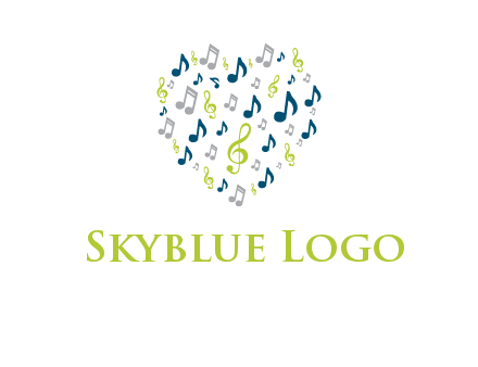 heart shaped music notes logo icon