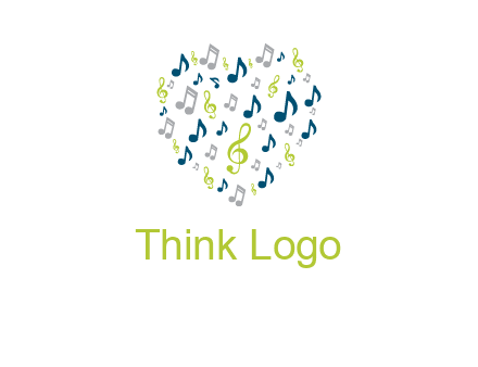 heart shaped music notes logo icon