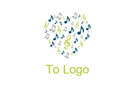 heart shaped music notes logo icon