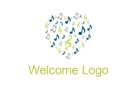 heart shaped music notes logo icon