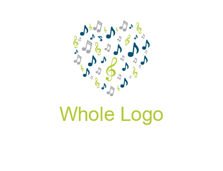 heart shaped music notes logo icon