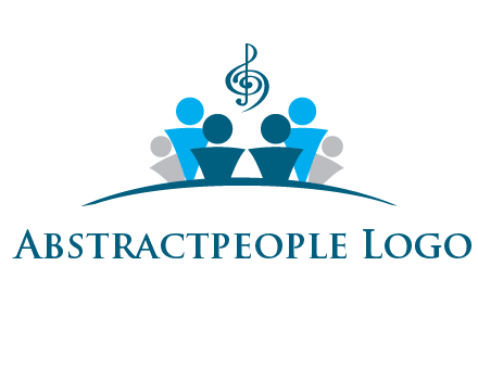 abstract children with music note logo