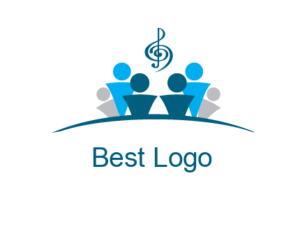 abstract children with music note logo