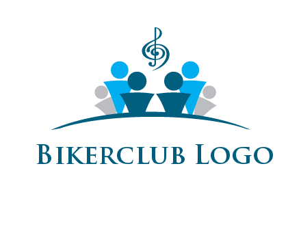 abstract children with music note logo