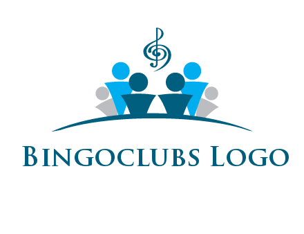 abstract children with music note logo