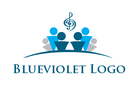 abstract children with music note logo