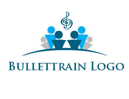 abstract children with music note logo
