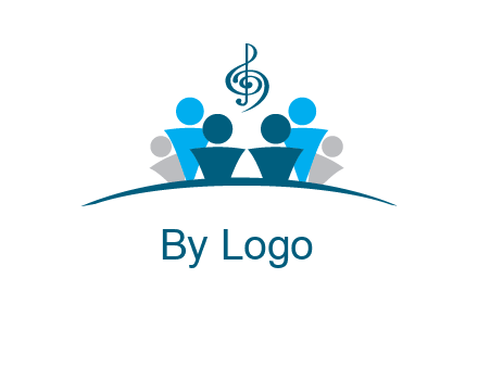 abstract children with music note logo