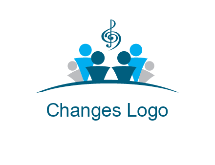 abstract children with music note logo
