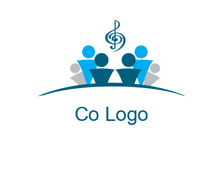 abstract children with music note logo