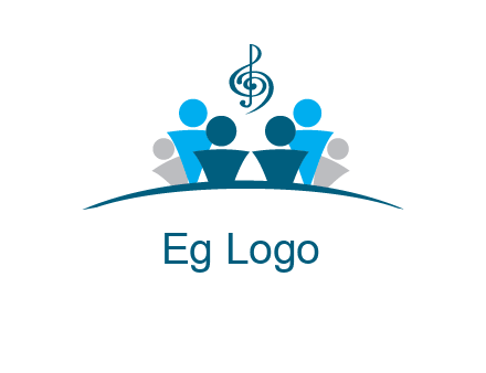 abstract children with music note logo