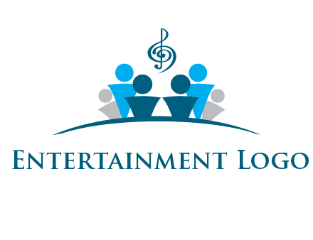 abstract children with music note logo