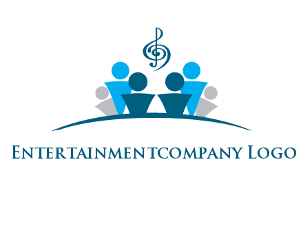 abstract children with music note logo