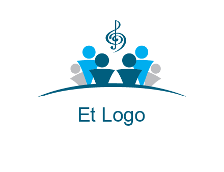 abstract children with music note logo