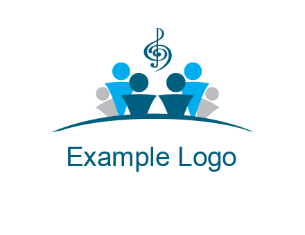 abstract children with music note logo