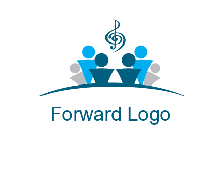abstract children with music note logo