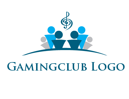 abstract children with music note logo