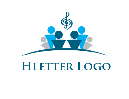 abstract children with music note logo