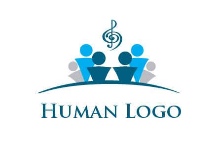 abstract children with music note logo