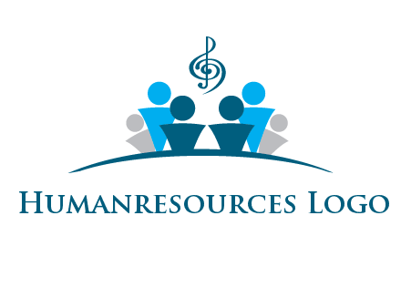 abstract children with music note logo