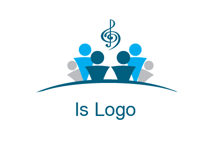 abstract children with music note logo