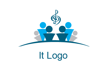 abstract children with music note logo