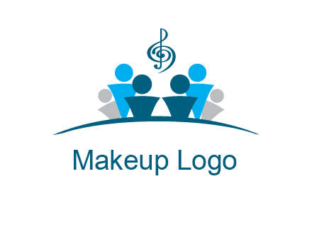 abstract children with music note logo