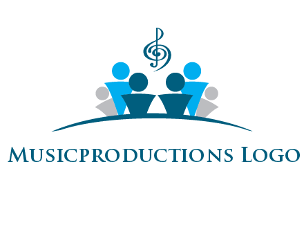 abstract children with music note logo