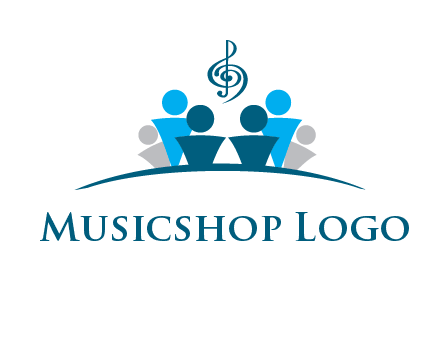 abstract children with music note logo