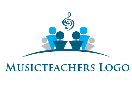 abstract children with music note logo