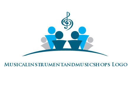 abstract children with music note logo