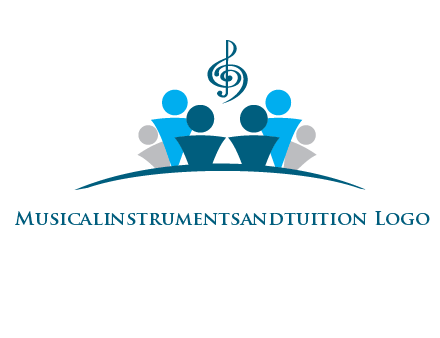 abstract children with music note logo