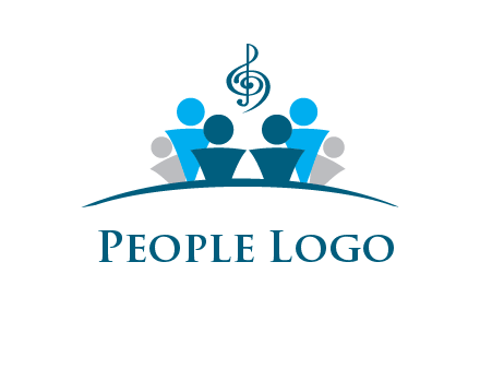 abstract children with music note logo