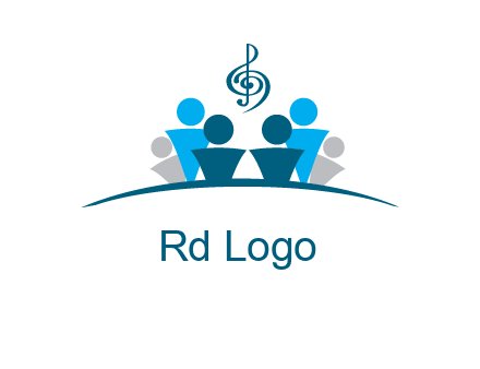 abstract children with music note logo