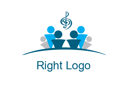abstract children with music note logo