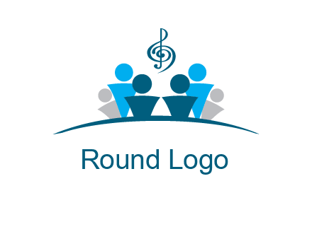 abstract children with music note logo