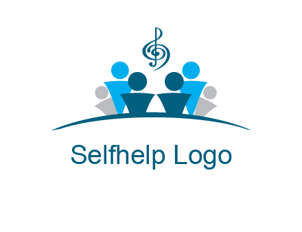 abstract children with music note logo
