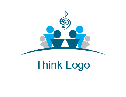 abstract children with music note logo