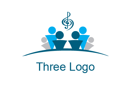 abstract children with music note logo