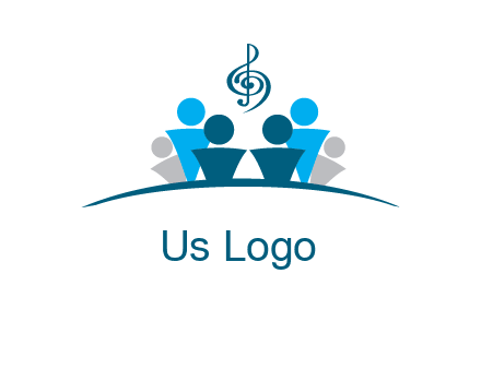 abstract children with music note logo