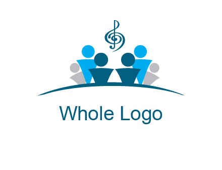 abstract children with music note logo