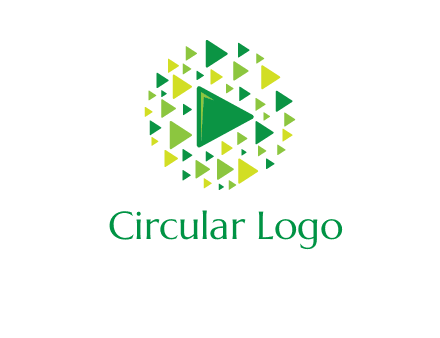 isolated play triangles symbols in circle logo